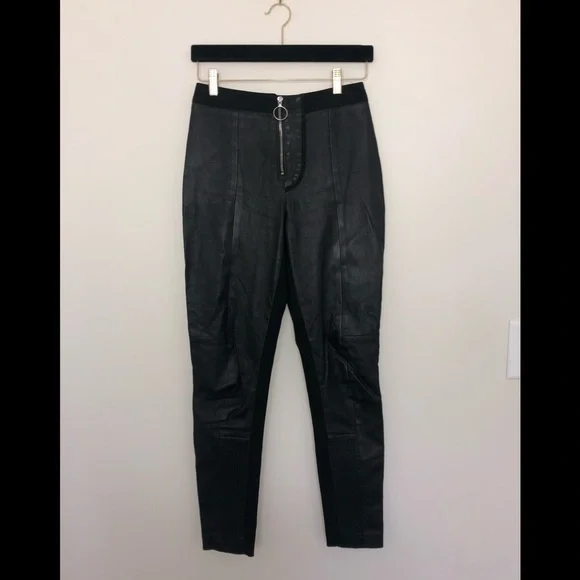 Yigal Azrouel Leather Moto Leggings Pants - Picture 3 of 9